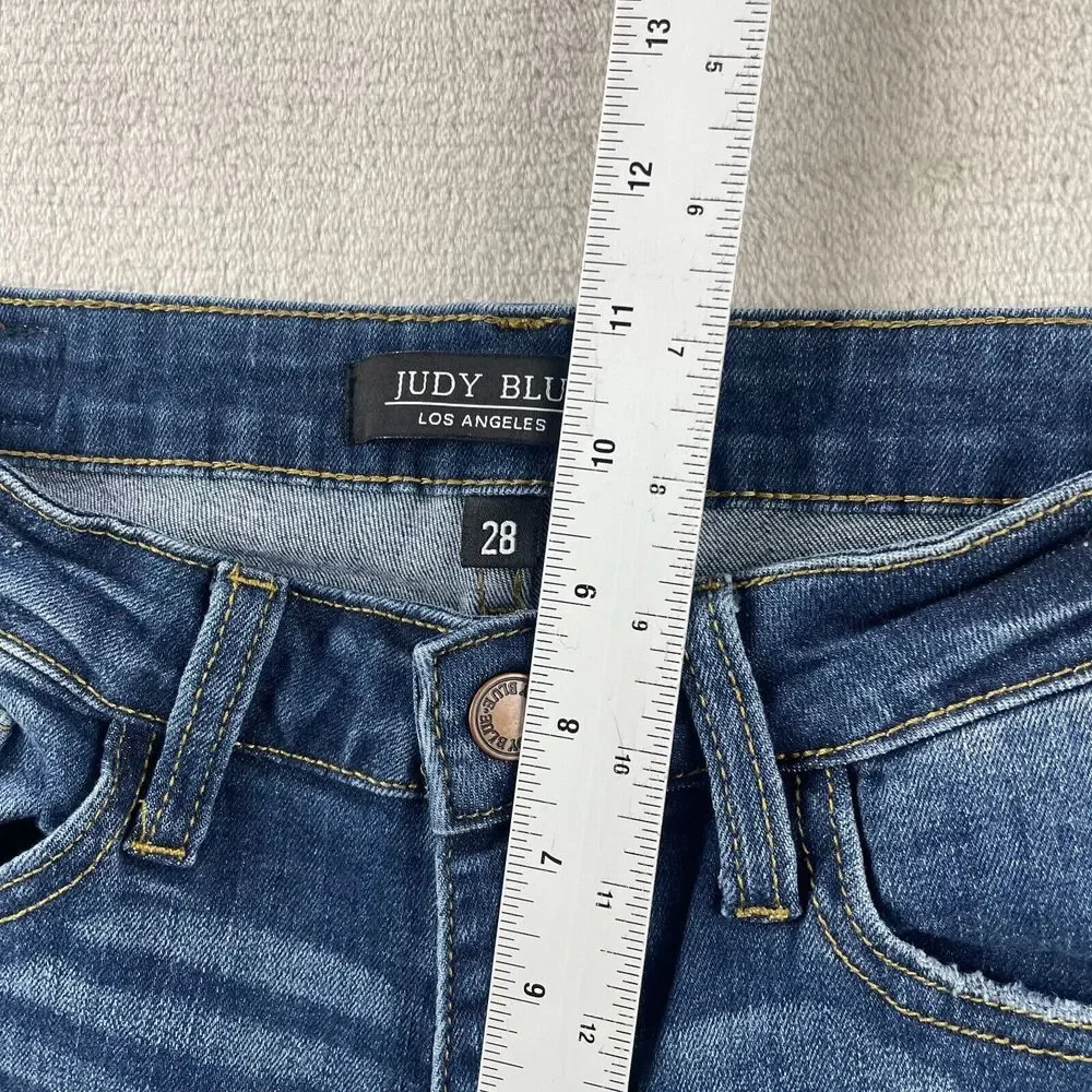 JUDY BLUE Relaxed Fit Jeans Women 28x26 Blue Whiskering Zip‎ Fly JBB2102DK - Picture 10 of 12